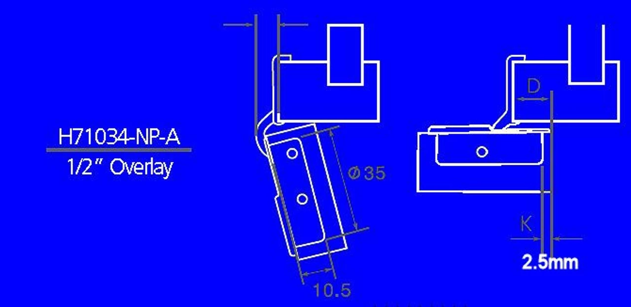Liberty European Overlay Hinge - 35mm - 1/2" Overlay 4 Liberty European Overlay Hinge - 35mm - 1/2" Overlay - Image 2