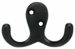 2- PACK Liberty Hardware - Double Prong Robe Hook - Flat Black