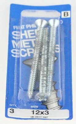 Hillman Flat Head, Phillips Sheet Metal Screw - 12 X 3" - 3 Pack H-970234