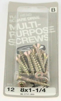 Hillman Flat Head, Square Drive Screw - 8 X 1 1/4" - 12 Pack H-06-1717-353