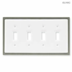 Liberty Four Switch Wall Plate - White Ceramic W/ Chrome LQ-69647