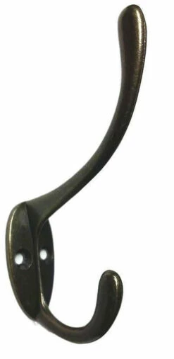 Front Mount Hook - Two Prong - Antique Brass - 4-3/8" H21-C897-AB