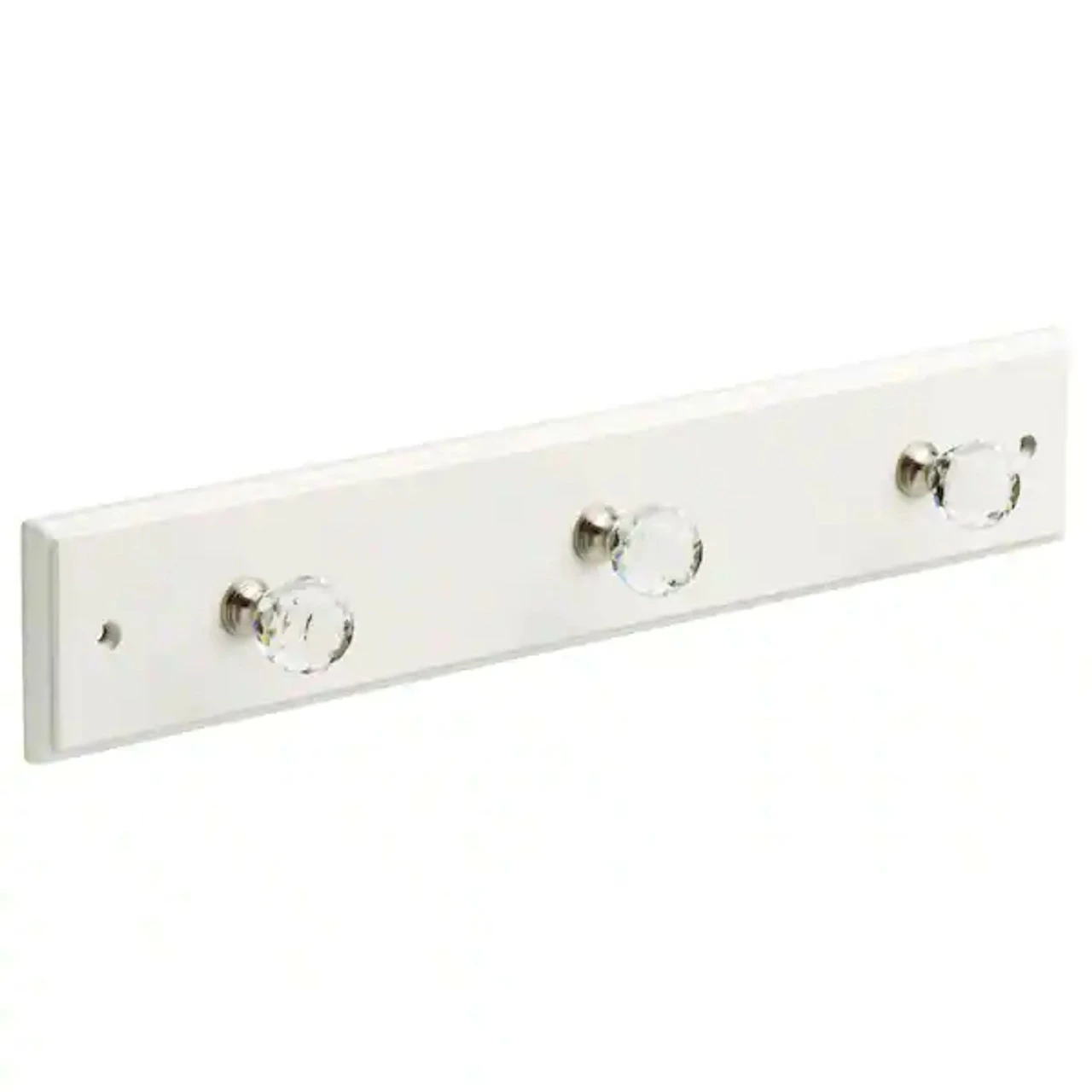 Liberty 18" White And Glass 3-Knob Hook Rack 3 Liberty 18" White And Glass 3-Knob Hook Rack