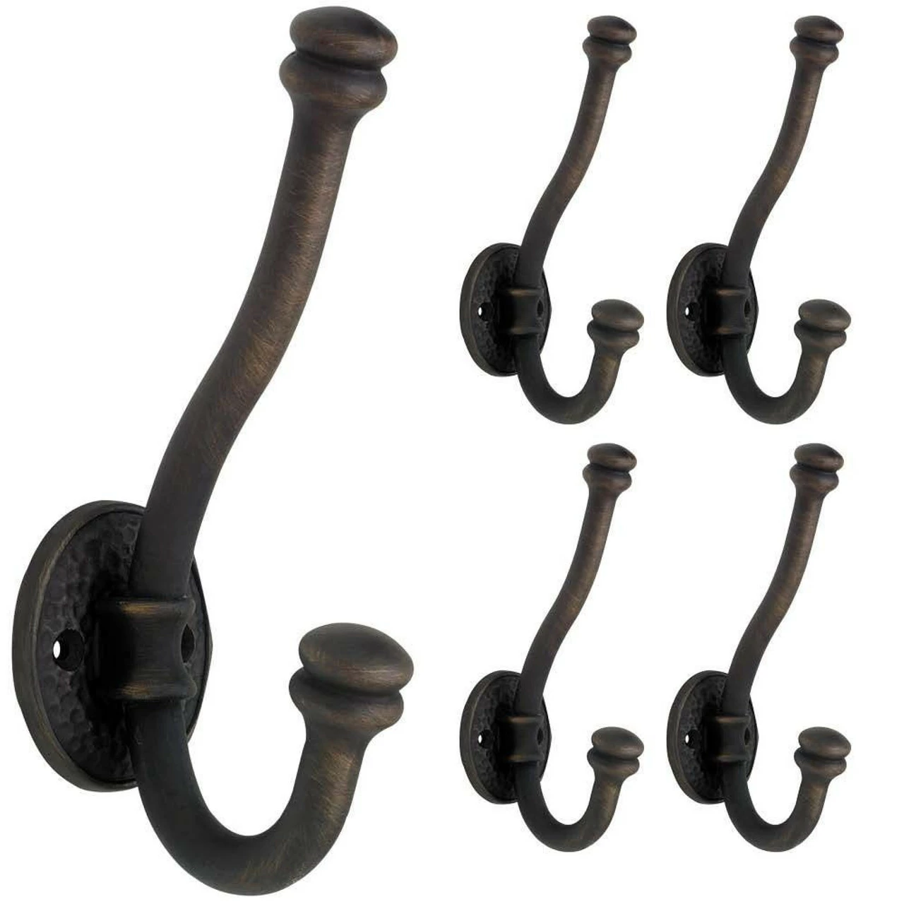 Large 6.7" Hammered Oil Rubbed Bronze Hooks - NON-MATCHING-5-PAK FBHAMH5-OB2-C 3 Large 6.7" Hammered Oil Rubbed Bronze Hooks - NON-MATCHING-5-PAK FBHAMH5-OB2-C