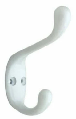 Liberty Heavy Duty Two Prong Coat Hook - White - 3 3/4" L-B42302J-W-C