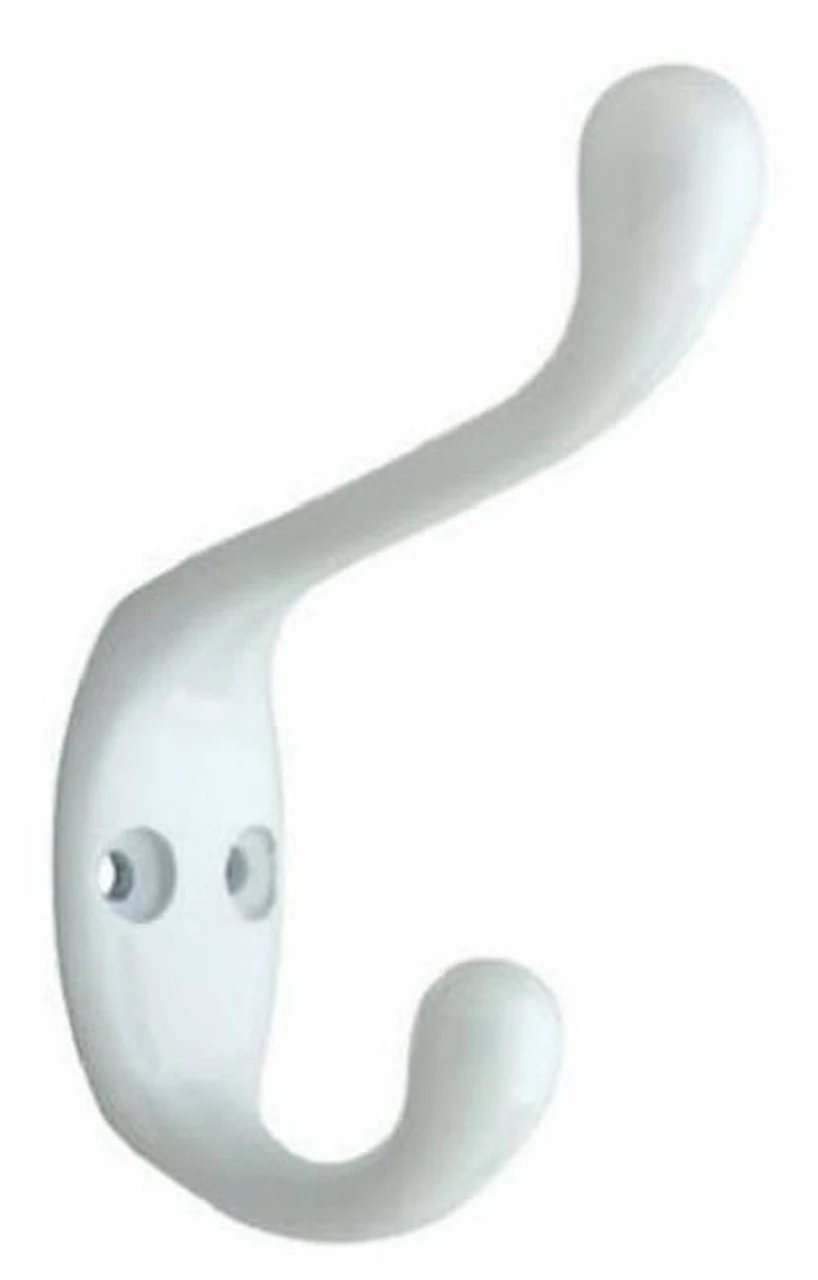 Liberty Heavy Duty Two Prong Coat Hook - White - 3 3/4" L-B42302J-W-C 3 Liberty Heavy Duty Two Prong Coat Hook - White - 3 3/4" L-B42302J-W-C