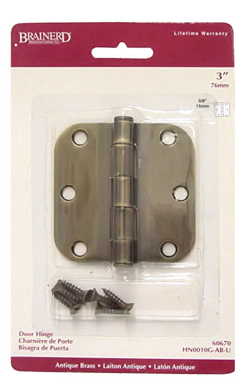 Liberty Hinge, 3" 5/8" Radius Round Corner, Antique Brass LQ-HN0010G-AB-U 3 Liberty Hinge, 3" 5/8" Radius Round Corner, Antique Brass LQ-HN0010G-AB-U