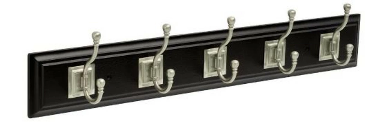 Liberty Franklin Brass 26.51-in Black Rail With 5 Coat And Hat Hooks 3 Liberty Franklin Brass 26.51-in Black Rail With 5 Coat And Hat Hooks