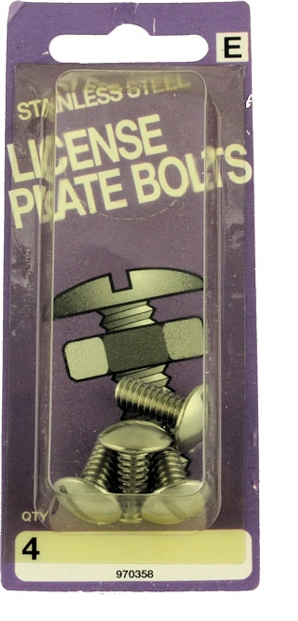 License Plate Bolts - Stainless Steel - 4 Pack H-970358 3 License Plate Bolts - Stainless Steel - 4 Pack H-970358