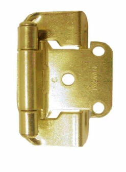 Pair 1/2" Overlay Hinges Bright Brass Semi-Wrap Self Closing HAM-14973