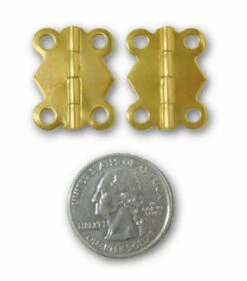 Pair (2) Brass Decorative Small Box Hinges 24X19mm