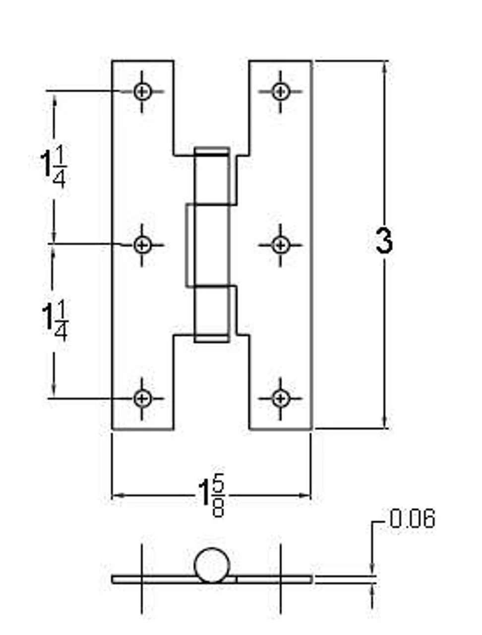 "H" Hinge Pair Satin Nickel "3" For Flush Doors H14-H530-3-SN-PR 4 "H" Hinge Pair Satin Nickel "3" For Flush Doors H14-H530-3-SN-PR - Image 2