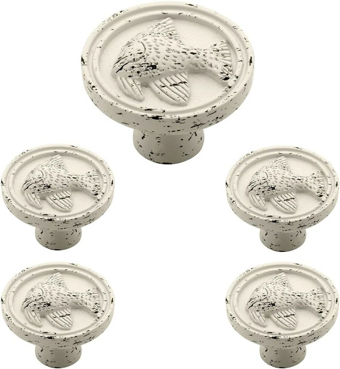 Liberty (5-Pack) 1-3/8" SeaSide Cottage Angelfish Knob Vintage Antique White 3 Liberty (5-Pack) 1-3/8" SeaSide Cottage Angelfish Knob Vintage Antique White