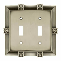 Liberty Pineapple Double Switch Plate - Brushed Satin Pewter (64460)