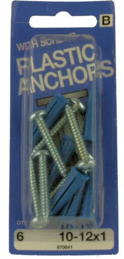 Hillman Plastic Anchors With Screws. 10-12x1, 6 Pack H-970641