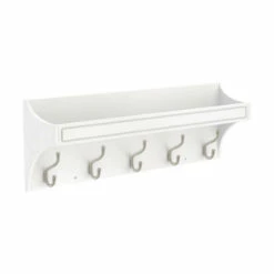 28" Classic Arch Trayed Hook Rail Pure White And Satin Nickel