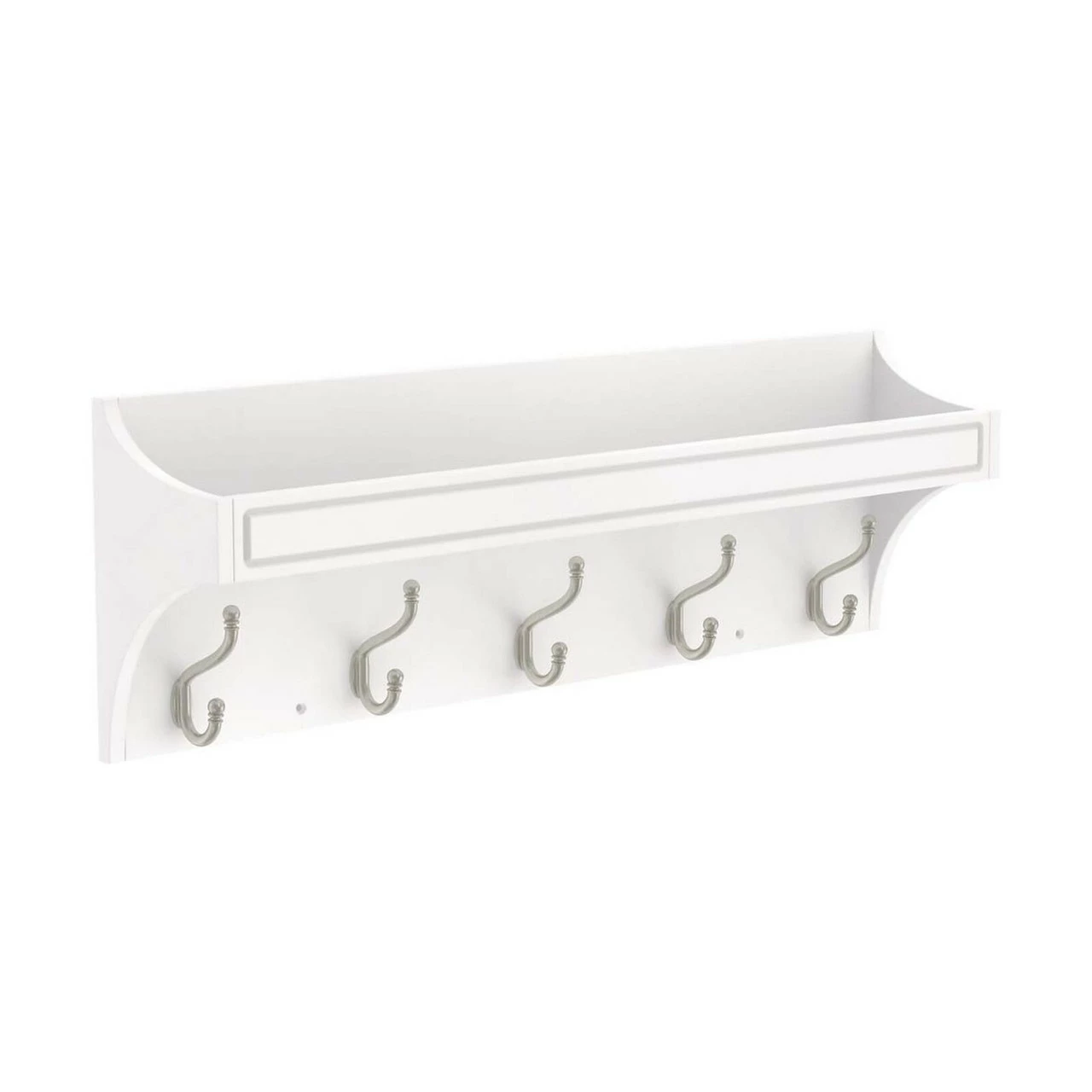 28" Classic Arch Trayed Hook Rail Pure White And Satin Nickel 3 28" Classic Arch Trayed Hook Rail Pure White And Satin Nickel