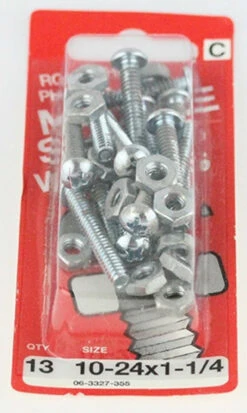 Hillman Round Head Phillips Machine Screws W/ Nuts - 10-24 X 1 1/4" - 13 Pack H-970281