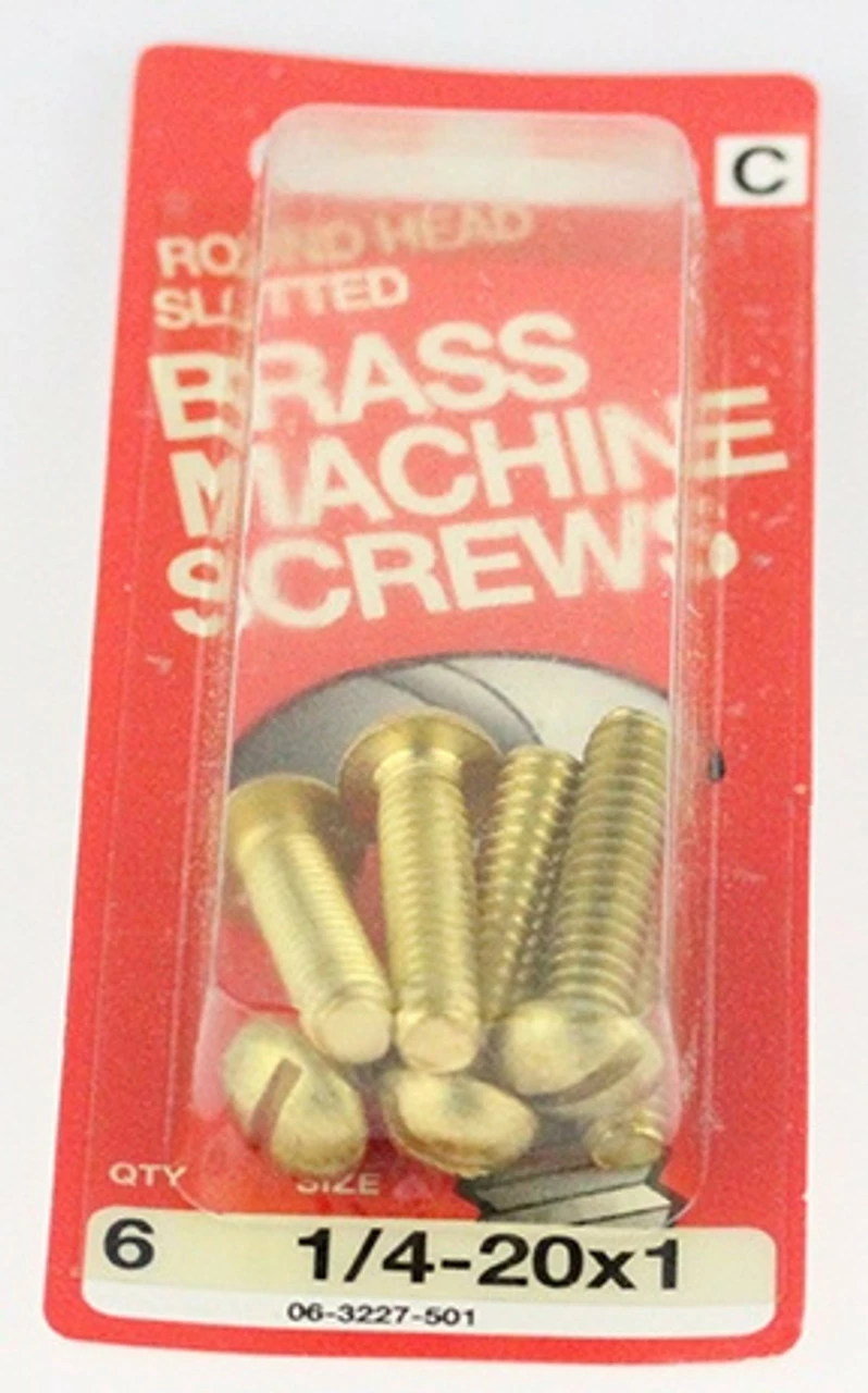 Hillman Round Head, Slotted Brass Machine Screw - 1/4-20 X 1" - 6 Pack H-06-3227-501 3 Hillman Round Head, Slotted Brass Machine Screw - 1/4-20 X 1" - 6 Pack H-06-3227-501