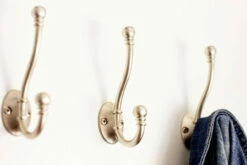 Liberty Ball End Two Prong Coat Hook 5 1/8" Satin Nickel DL-P2669-SN -Liberty Sale row of satin nickel robe hooks 1 66320.1660144877