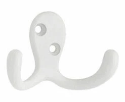 (2 Pack) Double Robe Hooks - White