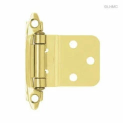 Single 3/8" Offset Self Closing Hinge - Bumpers - Screws -Brass Plated