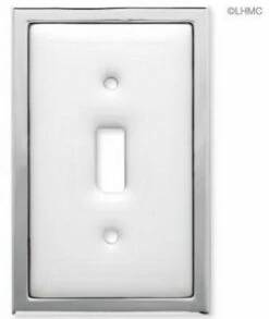 Liberty Single Switch Wall Plate - White Ceramic W/ Chrome LQ-68976