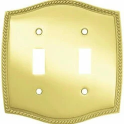 Liberty Solid Polished Brass 2 Gang Toggle Switch Wall Plate