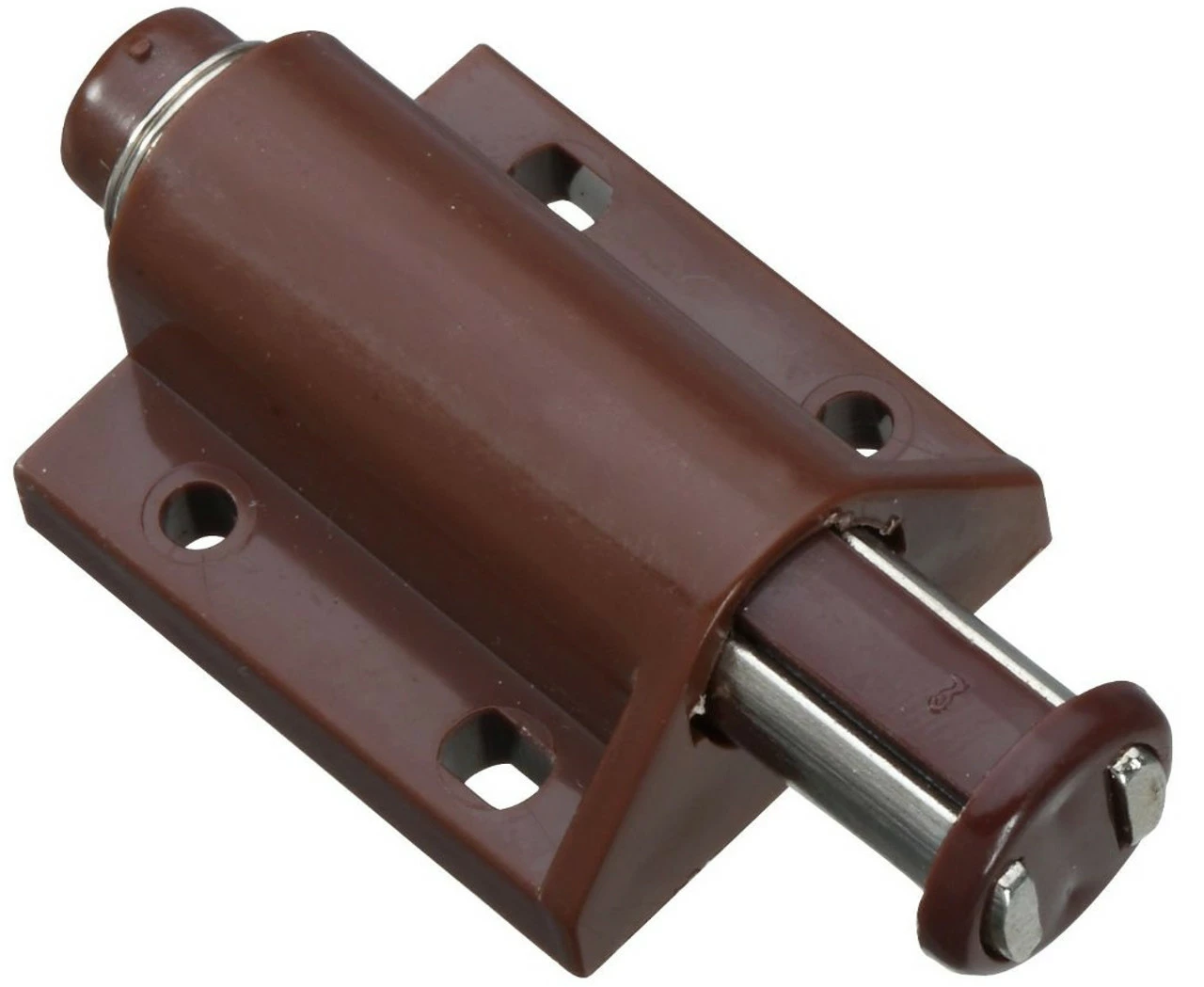 Spring Loaded Brown Magnetic Touch Latch W/ Screws & Strike - 1 3/4" 4 Spring Loaded Brown Magnetic Touch Latch W/ Screws & Strike - 1 3/4" - Image 2