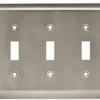 Liberty Stamped Round Triple Toggle Satin Nickel Wall Plate