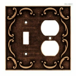 Liberty Switch & Duplex Wall Plate - French Lace - Sponged Copper L-64275