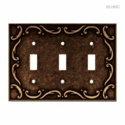 Liberty Triple Switch Wall Plate - French Lace - Sponged Copper L-64279
