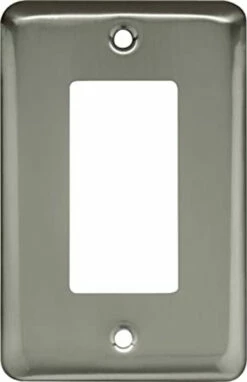 Stamped Round Single Decorator Wall Plate Satin Nickel