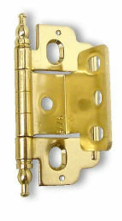 Amerock Wrap-Around Single Hinge Full Inset 9/16'' Door Minaret Tip Polished Brass 2 1/2"